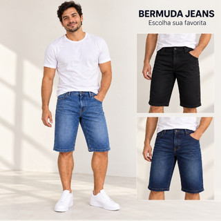 Bermuda Jeans Masculina Premium Moderno Confortável Casual com Bolsos – Short Jeans Masculino Premium