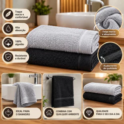 Kit 5 Toalhas de Rosto Felpuda 40x70 Toque Macio Salão