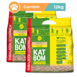 Kit 2 Areia Higiênica Katbom para Gatos Capim Limão Biodegradável 6kg Cada Total 12kg