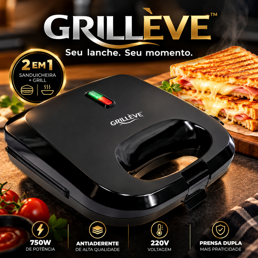 Sanduicheira Elétrica Grill 2 Em 1 Prensa Antiaderente 750w Potente 127v