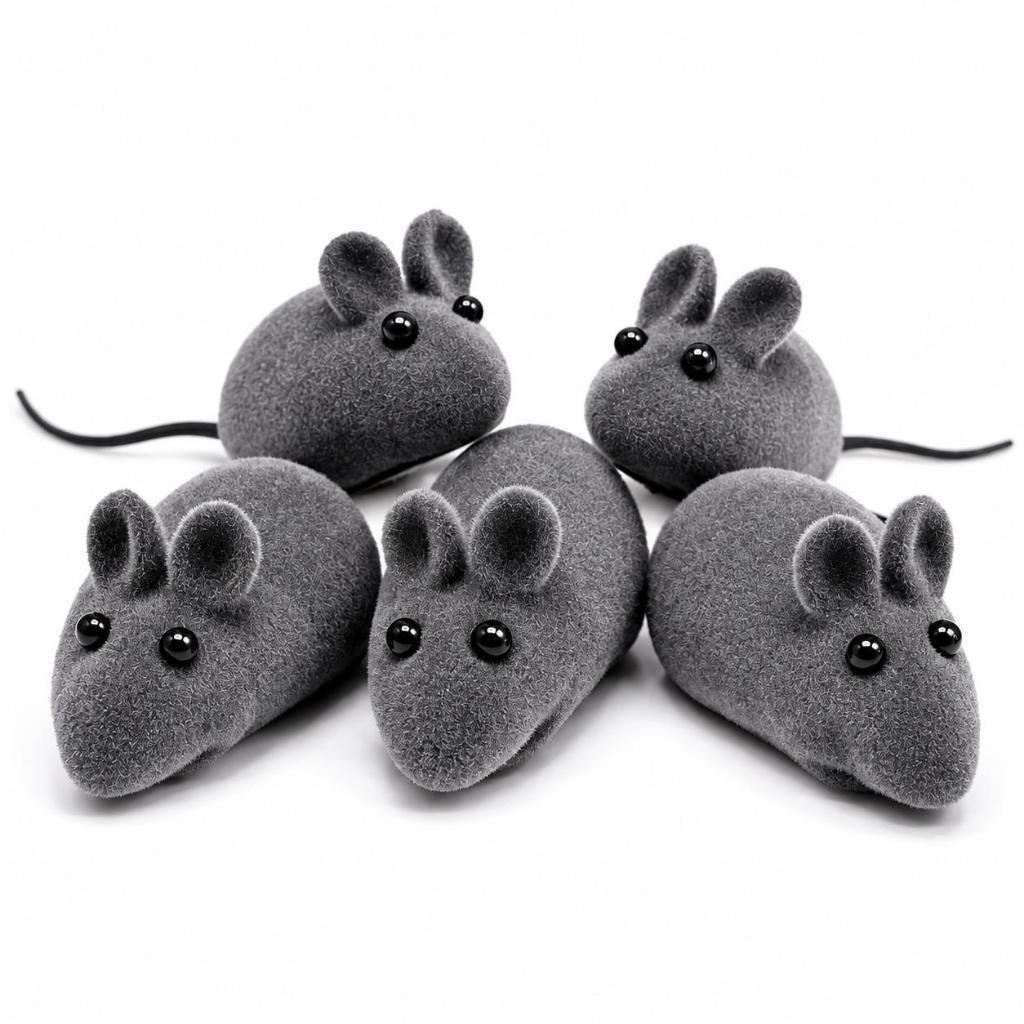 Kit Brinquedos para Gatos Ratinhos com Apito Vinil Veludo Pet Interativo Anti-Stress para Gatinhos Filhotes e Adultos.