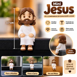 Mini Jesus Sentado em Impressão 3D | Miniatura Religiosa para Carro, Moto, Monitor e Mesa