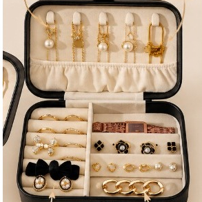 Porta-Joias Multi-Função Portátil com Duplo Compartimento – Organizador de Anéis, Brincos, Colares e Pulseiras — imagem 2 de 2