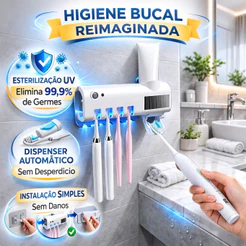 Porta Escova Dentes Com Esterilizador Uv Aplicador Pasta de Dente Suporte Dispenser Escova