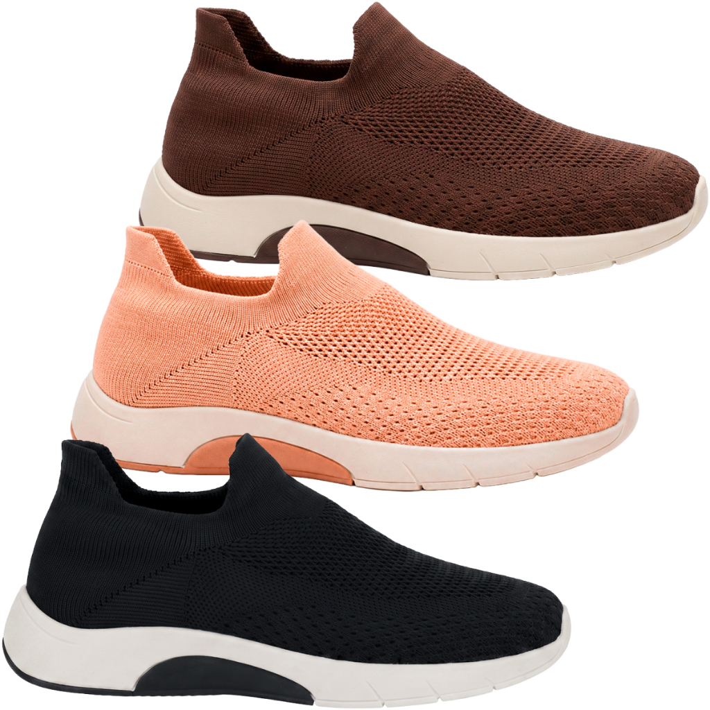Tênis Feminino Ultraconforto Benévola Knit Slip On Tenis Palmilha Ortopédica Calce Fácil Sem Cadarço