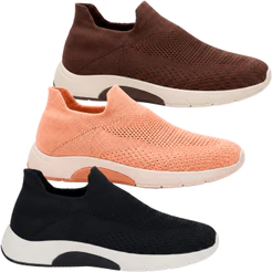 Tênis Feminino Ultraconforto Benévola Knit Slip On Tenis Palmilha Ortopédica Calce Fácil Sem Cadarço