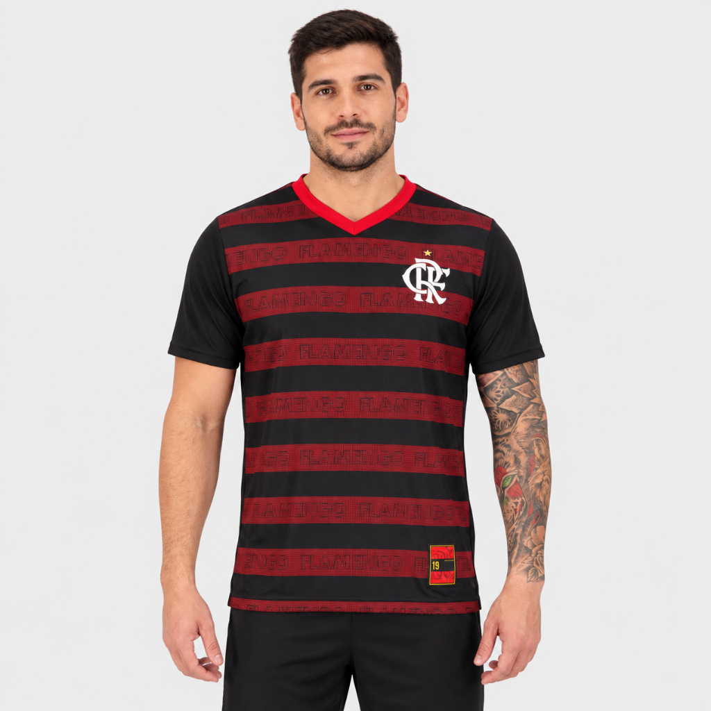 Camiseta Flamengo Nineteen Masculino - Preto e Vermelho