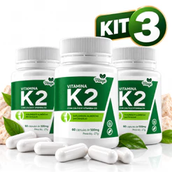 Kit 3x Vitamina K2 MK7 + Cálcio + D3 Vittage – 180 Cápsulas