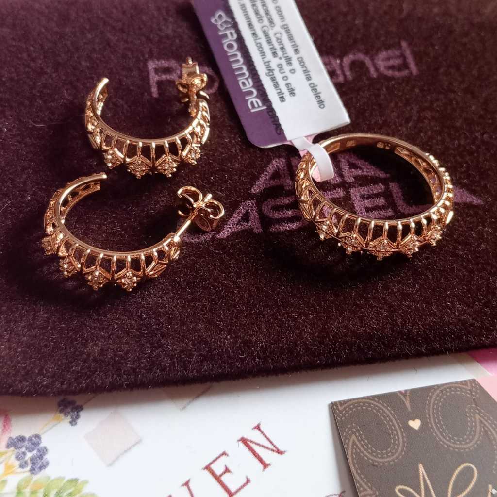 Anel Abaulado Vazado banhado a ouro 18k com zircônias