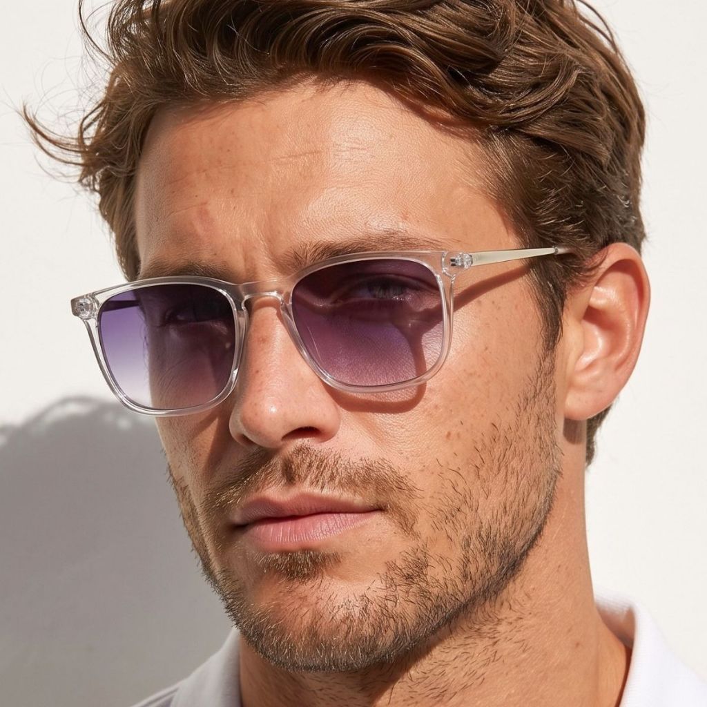 Óculos de Sol Madrid Cristal Transparente Degradê Quadrado Premium Verão uv400 Feminino Masculino
