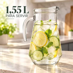 Jarra De Vidro Para Suco Agua 1,55L ou 500ml com Tampa Jarro de Vidro Casa Cozinha