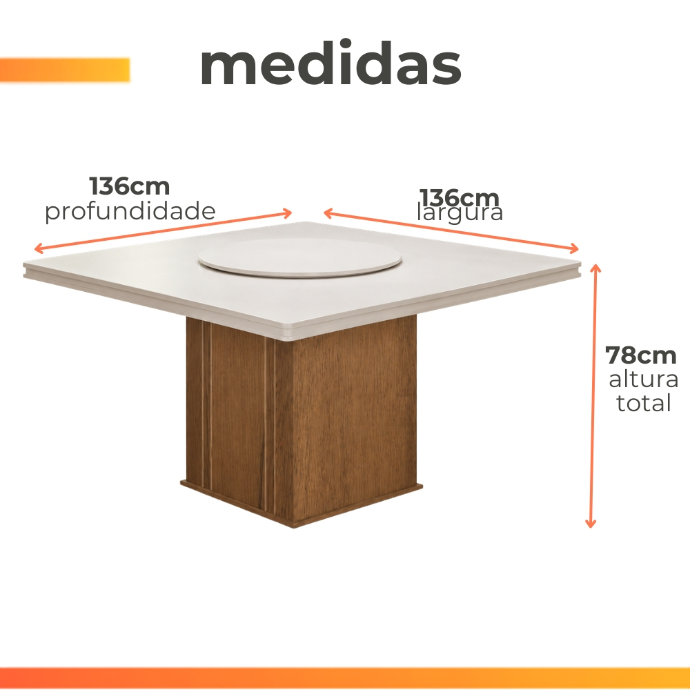 Conjunto Mesa Cedro Off Tampo Giratório 8 Cadeiras Amsterdã — imagem 2 de 2