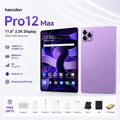 Hancdon Tablet Pro12 Max | 16GB+512GB | Android 15 | Tela FHD 11.6" | 8800mAh 4G/5G LTE 【Envio em até 24 horas】