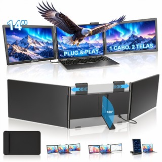 Extensor de Tela Duplo para Notebook 14" 2 Telas FHD 1080P IPS Monitor Portátil USB‑C Compatível Windows Mac