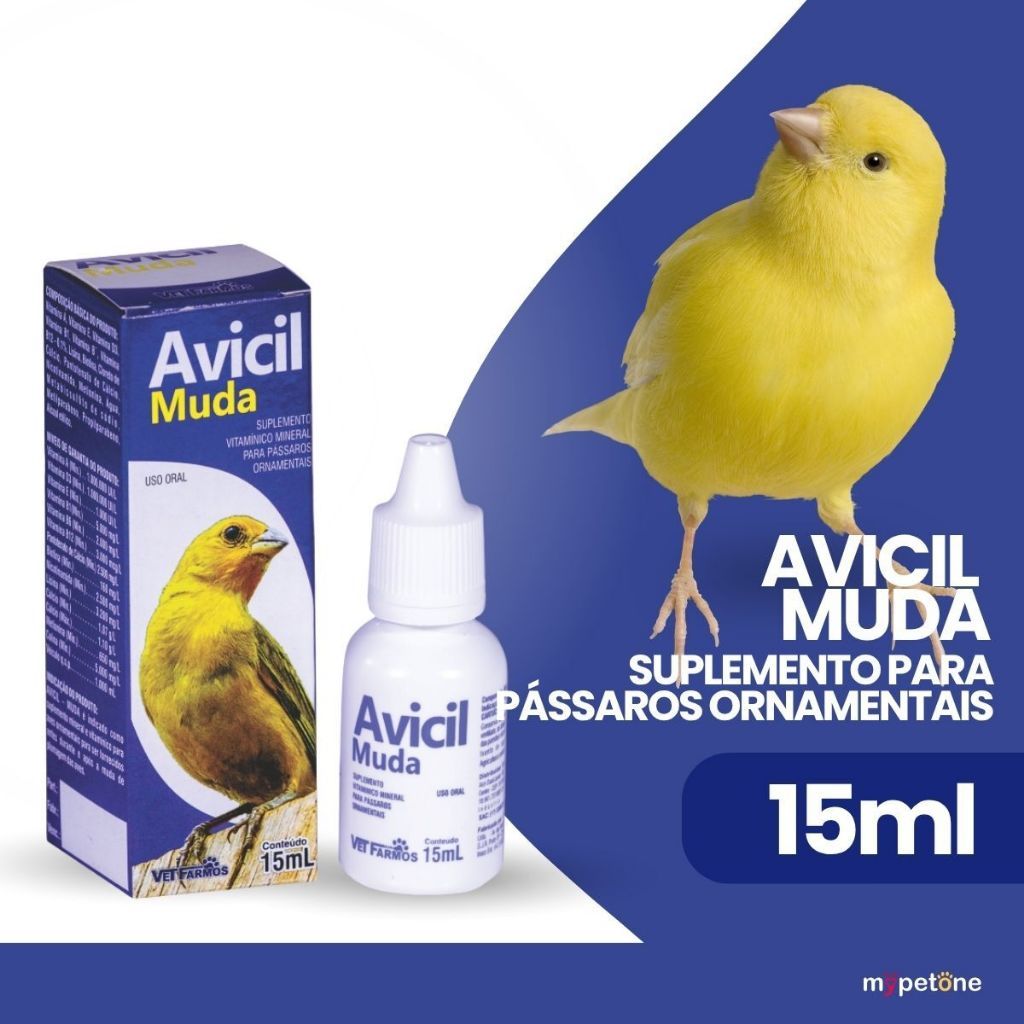 Avicil Muda 15 Ml Suplemento Vitamínico Liquidos Para Aves Passaros Ornamentais 1, 2, 3 Ou 4 Unidades — imagem 2 de 2