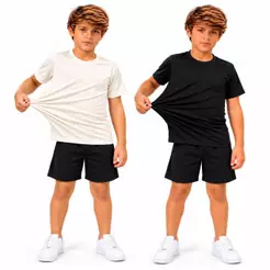 2 kit Camiseta esportivas Infantil juvenil Lisa Viscolycra Elastano Premium