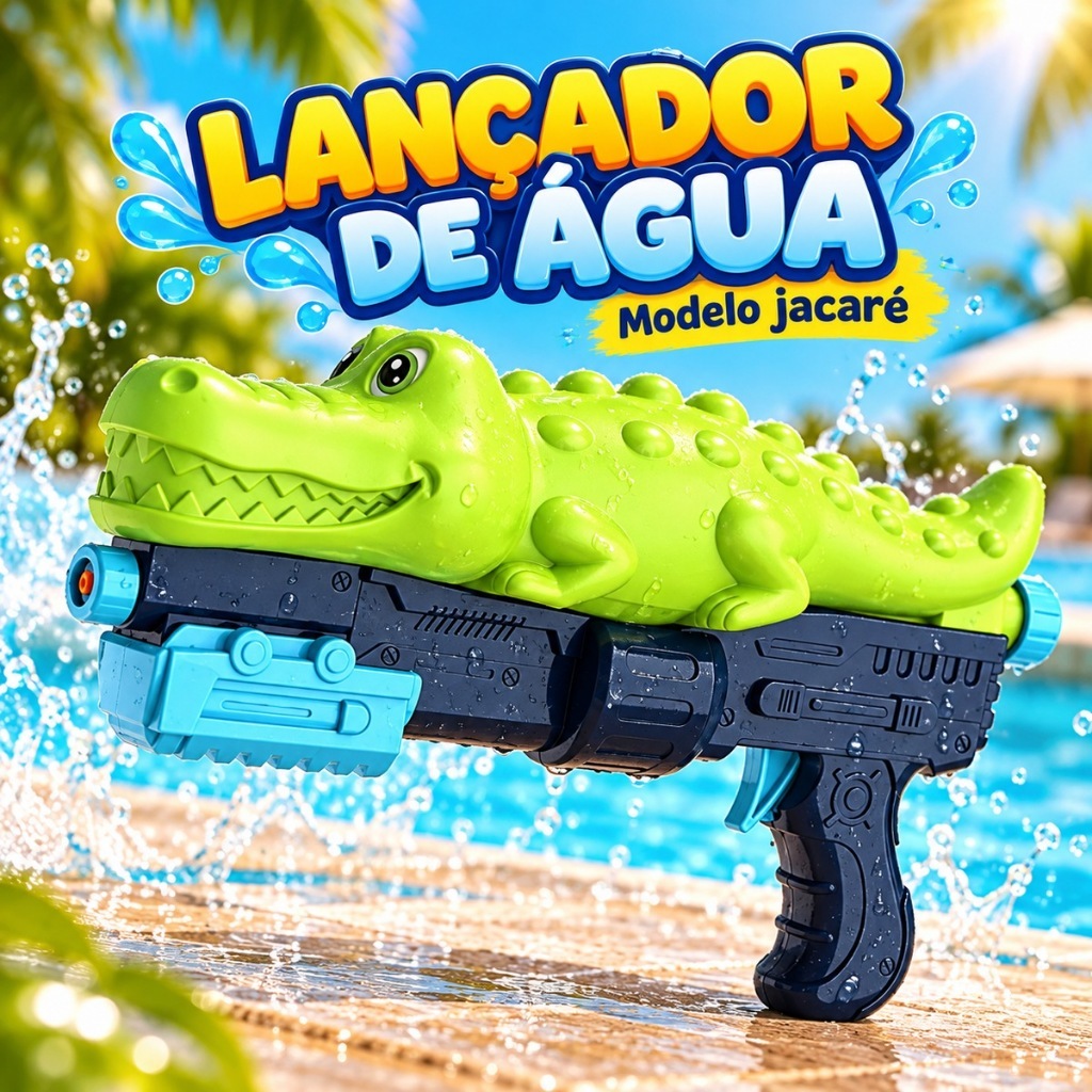 Lança Agua Crocodilo Dinossauro Brinquedo Piscina Água Com Reservatório Personagens Bazuca — imagem 2 de 2