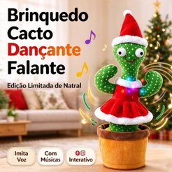 Brinquedo Cacto Dançante Falante Edição Limitada de Natal Imita Voz Com Músicas Interativo Brinca