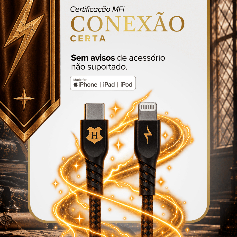 Cabo MFi Lightning para USB-C Preto | Hogwarts Harry Potter · foto 2