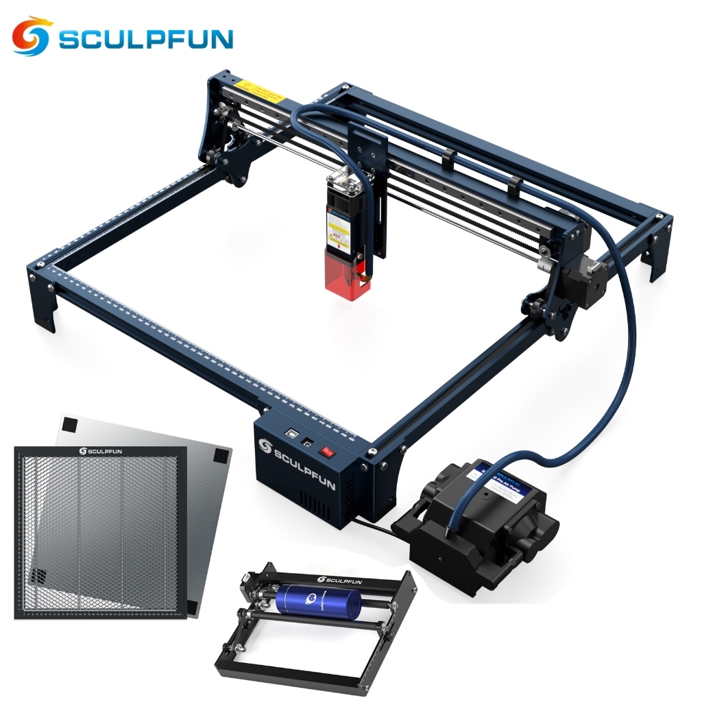 SCULPFUN S30 Pro 10W Gravadora a Laser Automática com Assistência de ar Para Gravação em Madeira e Metal