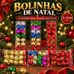 Kit com12/16 Bolas de Natal Lisa Fosca Tamanho 3cm Decoração Enfeite para Árvore de Natal