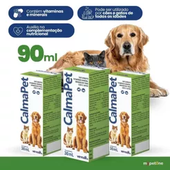 Kit 3 Calmapet 30ml Suplemento Calmante Natural Para Pets Cães E Gatos Com Extrato Maracujá e Camomila