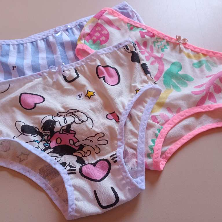 Kit 3 Calcinhas Infantis Menina 100% Algodão Confortável Criança Antialérgica