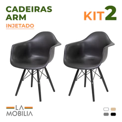 Kit 2 Cadeiras Eames Arm Polipropileno Charles Braço em Sala e Escritório