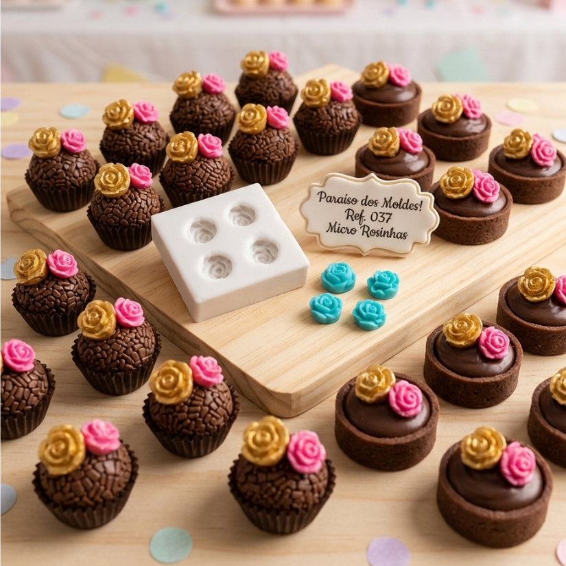 Molde De Silicone Micro Rosinhas Molde Confeitaria e Biscuit 037