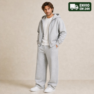 Conjunto Moletom Masculino Zíper Com Capuz E Calça Baggy Larga Felpado Por Dentro Grosso Streetwear Lançamento 2026