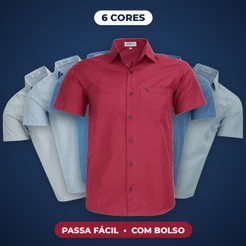 Camisa Social Manga Curta Comfort Com Bolso Passa Fácil 1848