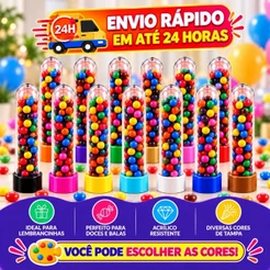 Kit 10/20/30/40/50 Tubetes Acrílico 13cm para Lembrancinhas, Festas, Aniversários e Decoração - Várias Cores
