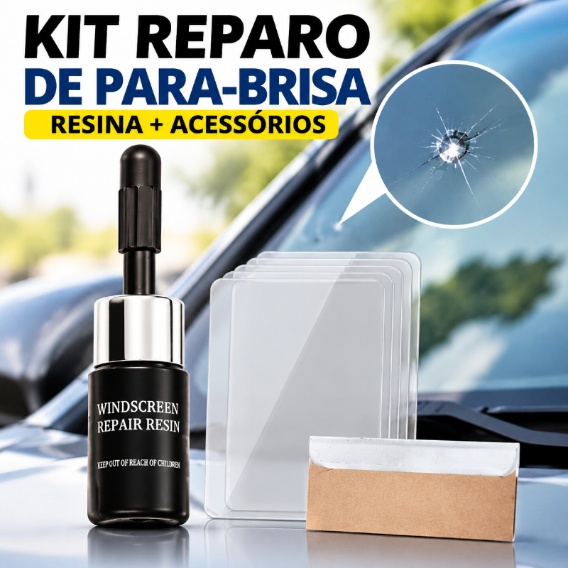 Kit Reparo Para-brisa Automotivo com Resina Reparadora e Película de Cura para Trincas no Vidro