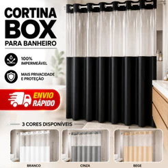 Cortina de Banheiro Box Anti Mofo Com Gancho Ilhos Plástico Transparente