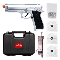 PISTOLA AIRGUN PT92 SILVER NBB 4,5 QGK+CASE+ESFERA+ALVO