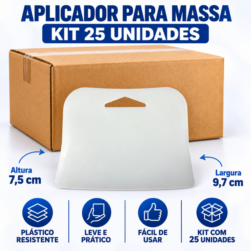 25 Espátula Celuloide Aplicador de Massa para Cimento Queimado e Efeitos 9,7cm