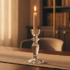 Castiçal de Vidro Argos Wolff 16cm Porta Vela Decorativo Centro de Mesa Posta Jantar Sala Natal Casamento Festa Elegante