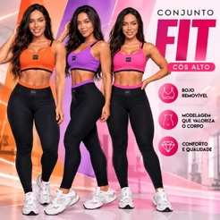 Conjunto Fitness Cintura Alta Academia Feminino para treino