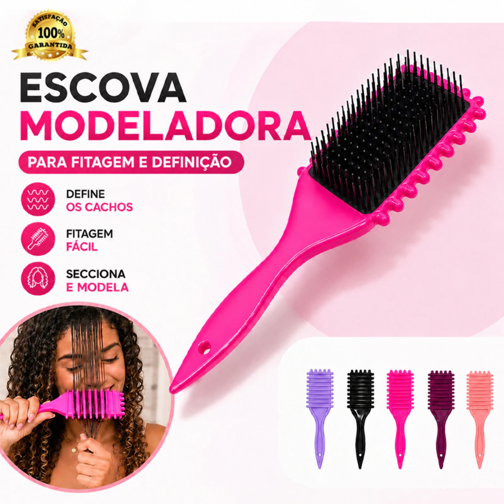 Escova Onda Finalizadora Beauty Flash Definição de Cachos e Finalização para Cabelo Cacheado Crespo