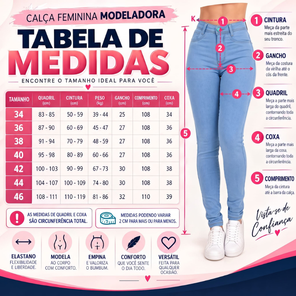 Calça Jeans Feminina Cintura Alta Com Lycra Moda Elastano Empina Bumbum Lavagem Clara Premium Promoção — imagem 2 de 2