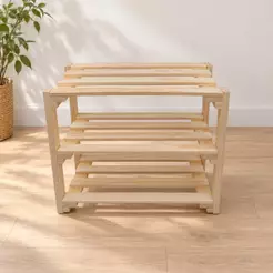 Sapateira, estante, organizador madeira de pinus 3 prateleiras, 9 pares de sapato