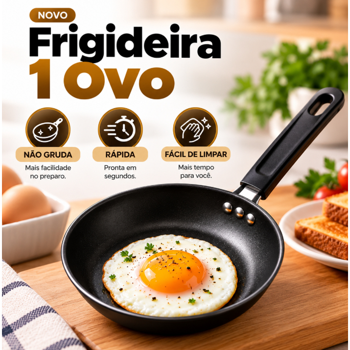 Mini Frigideira Antiaderente 1 Ovo | Prática Rápida | Não Gruda Fácil Limpeza
