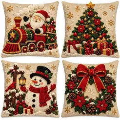 KIT 4 CAPAS DE ALMOFADAS DECORATIVAS NATAL PAPAI NOEL BONECO DE NEVE FELIZ NATAL RENA LANÇAMENTO 2026