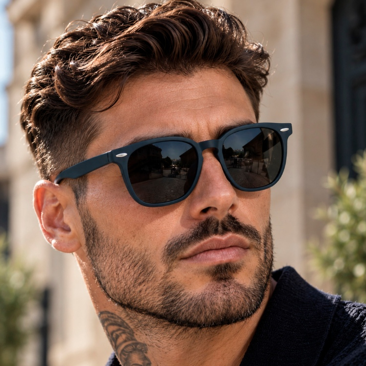 Óculos de Sol Masculino Quadrado em Acetato com Proteção UV400 Esportivo Hype Retro Vintage