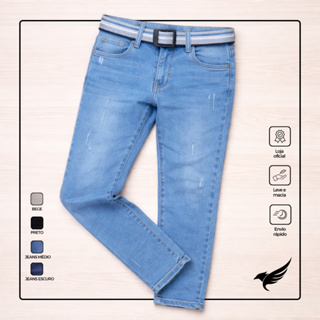 Calça Jeans Infantil Com Cinto Menino em Oferta na Shopee