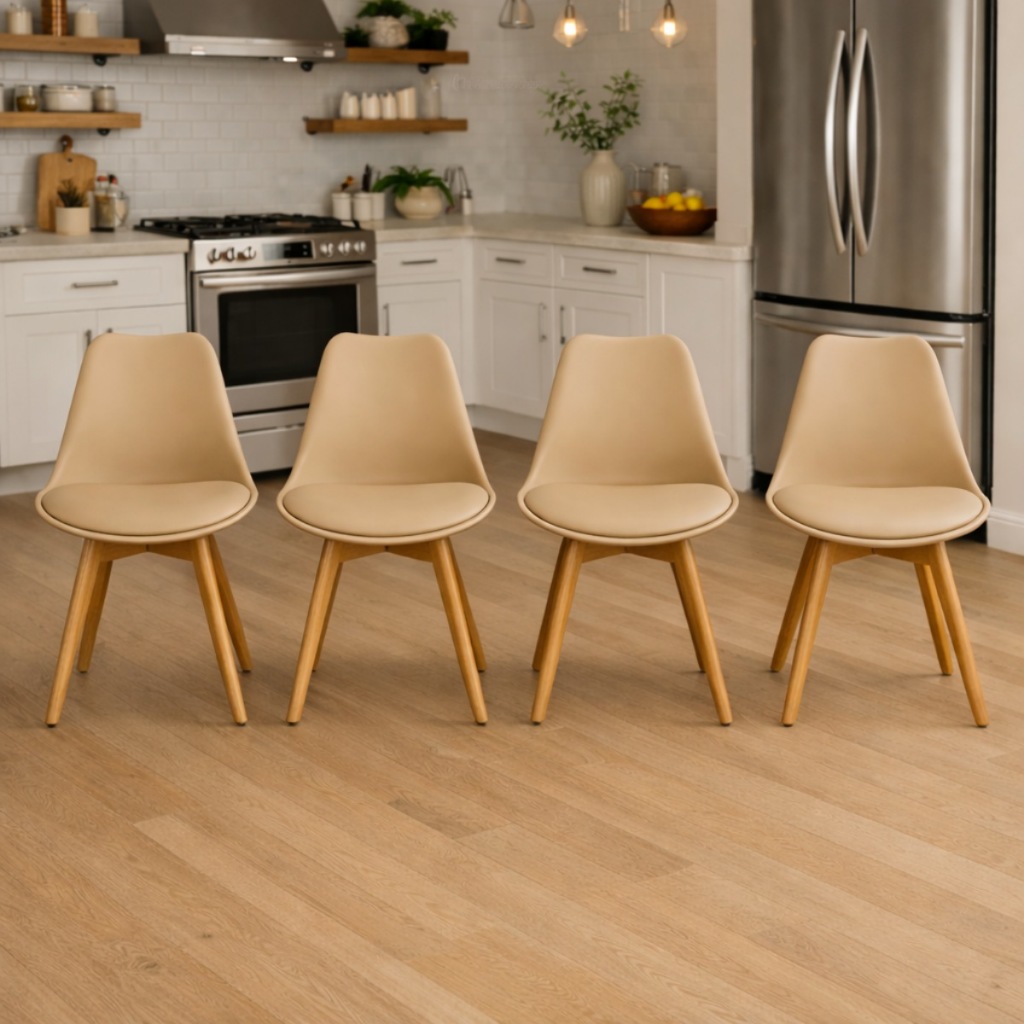 Conjunto Saarinen com 4 Cadeiras Base Madeira para Cozinha e Sala de Jantar em Oferta na Shopee