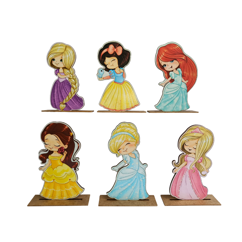 Kit Display de Mesa 8 Peças Para Festa Princesas Cute 2 MDF em Oferta na Shopee