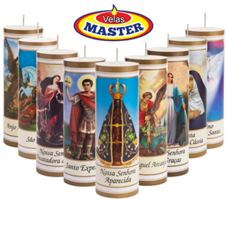 10 Velas Votiva 7 Dias Imagens Santo Religioso Parafina Pura Premium em Oferta na Shopee