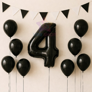 Balão Número PRETO Metalizado 40cm ou 80cm - Bexiga Aniversário Festa Decoração  16"/32" Polegadas em Oferta na Shopee