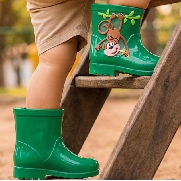Galocha Bota chuva Infantil para terra Menino Masculina Criança Leve Confortável Solami